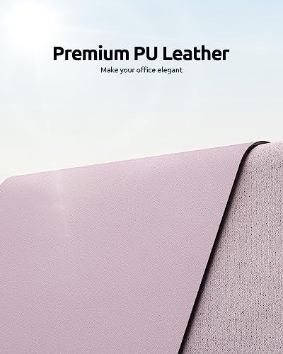 YSAGi Leather Desk Pad Protector, Office Desk Mat, Large Mouse Pad, Non-Slip PU Leather Desk Blotter, Laptop Desk Pad, Waterproof Desk Writing Pad for Office and Home (Grayish Lavender, 23.6" x 13.8") - Image 2