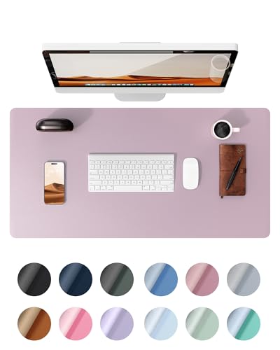 YSAGi Leather Desk Pad Protector, Office Desk Mat, Large Mouse Pad, Non-Slip PU Leather Desk Blotter, Laptop Desk Pad, Waterproof Desk Writing Pad for Office and Home (Grayish Lavender, 23.6" x 13.8") - Image 1