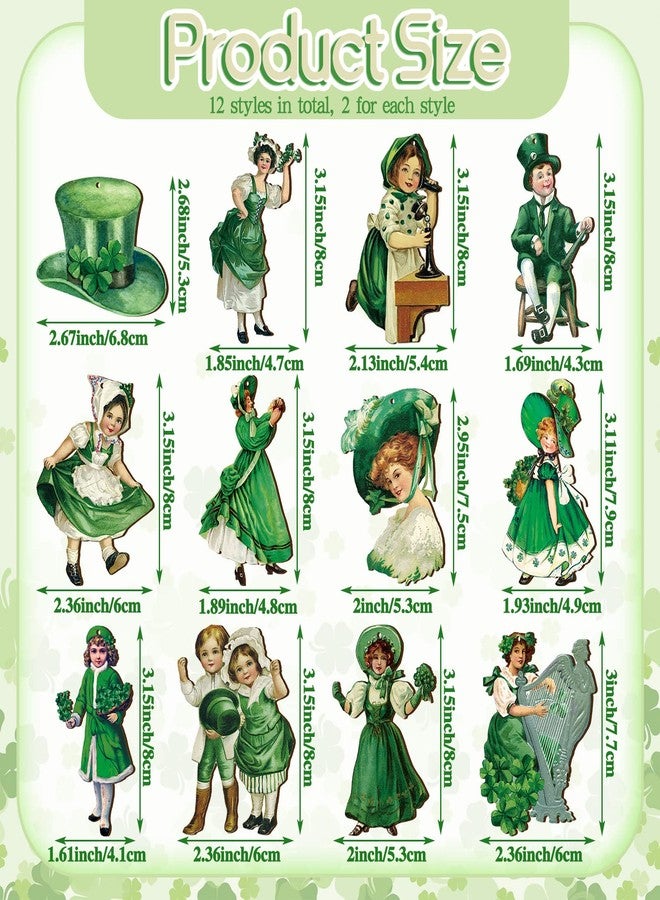 Glenmal 24 Pieces St. Patrick's Day Vintage Ornaments Shamrocks Wooden Hanging Ornaments Vintage Irish Festival Wood Embellishments with Ropes for St Patrick's Day Tree Table Decor(Clown Style) - Image 3