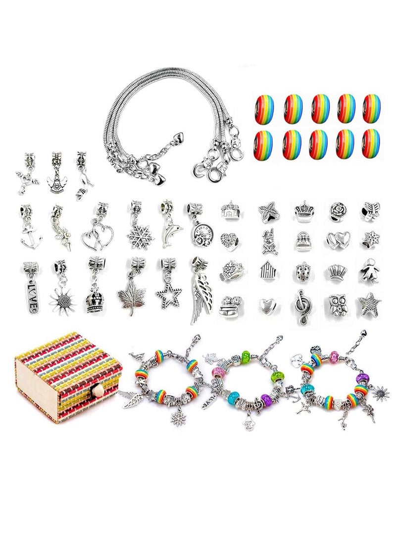 SYOSI Girls Charm Bracelet Making Set Girls Jewellery Making Kits For Kids, Nice Gifts For Girls, Present For 8-12 Year Old Girl, DIY Silver Plated Bead Snake Chain Jewelry Bracelet - Image 1