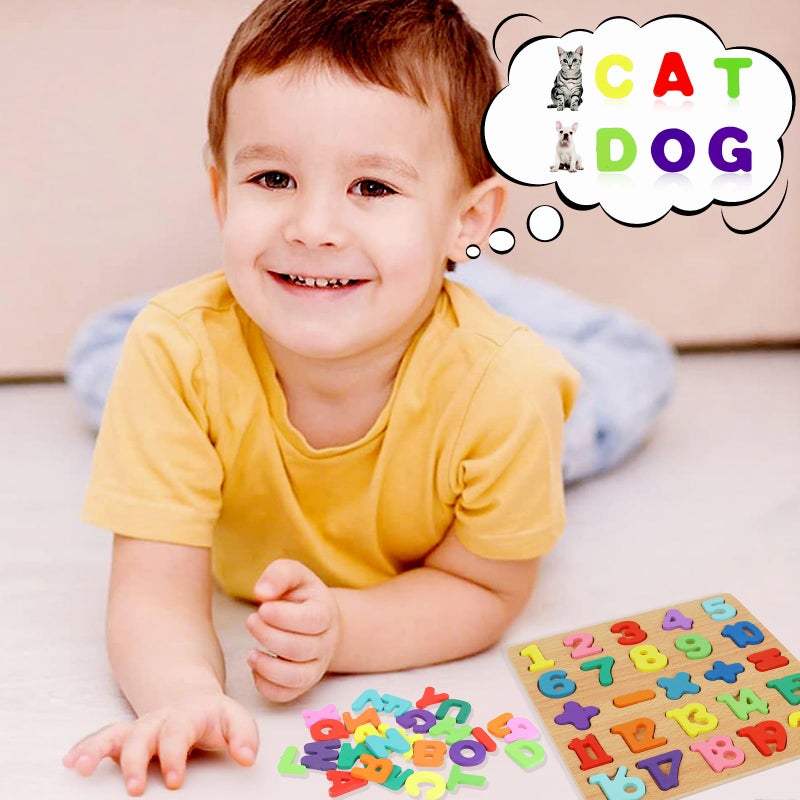 Rindion 2 Pack Wooden Puzzles, Toddlers Alphabet Number Puzzles, ABC Learning Toys for Kids Ages 3-5, Preschool Learning Activities Gift Set for Boys & Girls - Image 5