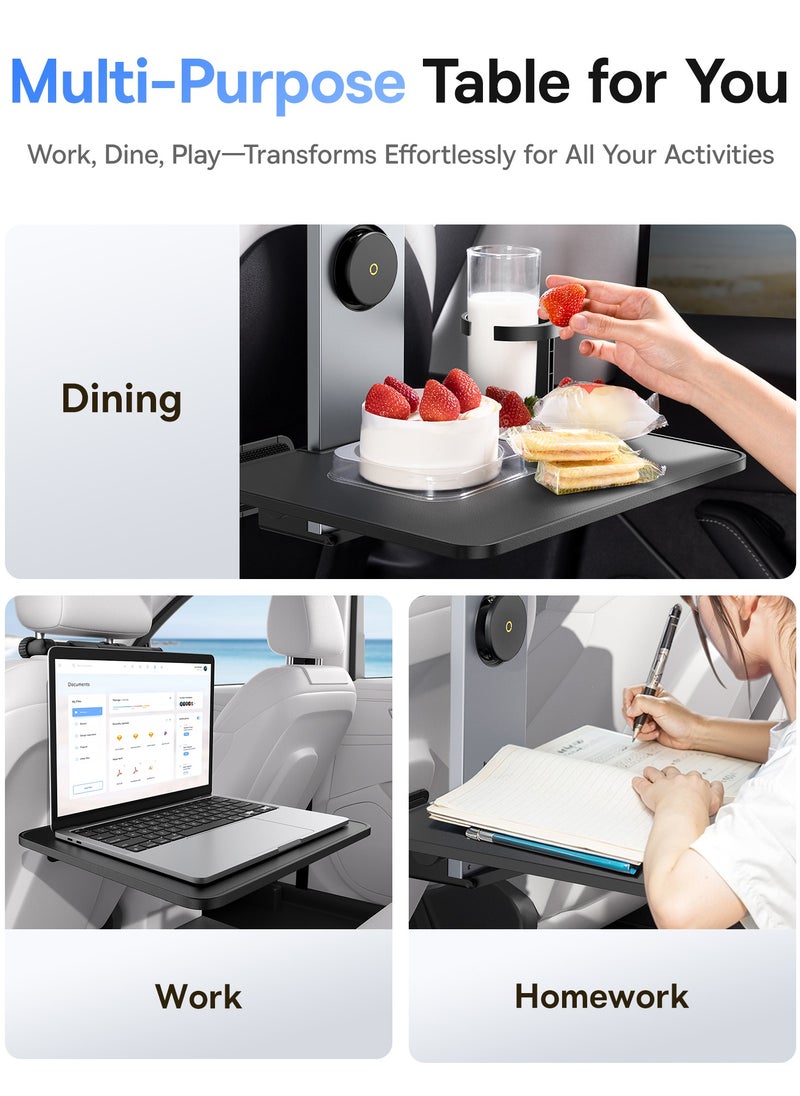 Baseus Foldable Car Backseat Tray Table with Multifunctional Laptop Desk, Food Tray, Phone & Drink Holder, 360° Rotatable Magnetic Phone Holder - Ideal for Dining, Work, Entertainment, Travel - Durable Headrest Bracket Design for Writing, Kids' Activities, and More - Convenient Car Accessory for Any Vehicle  - Image 2