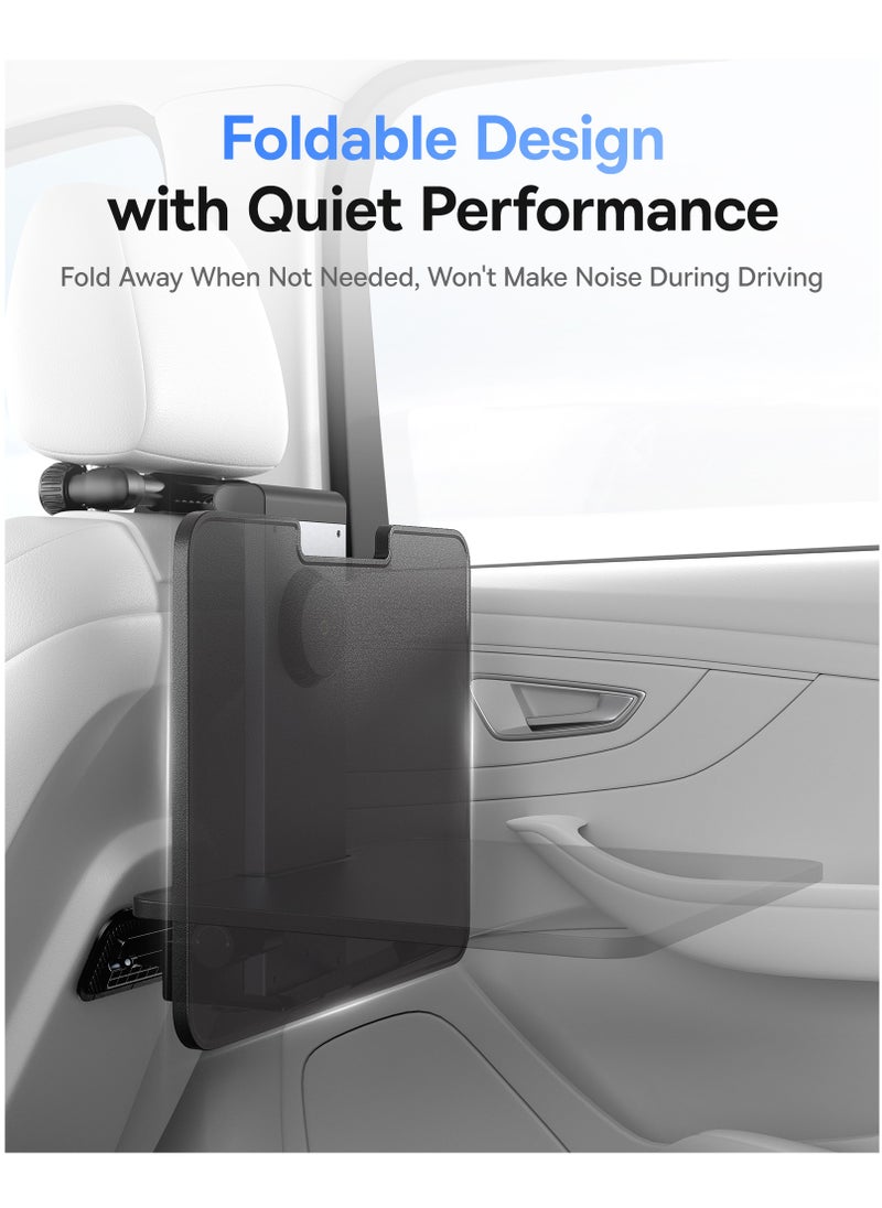 Foldable Car Backseat Tray Table with Multifunctional Laptop Desk, Food Tray, Phone & Drink Holder, 360° Rotatable Magnetic Phone Holder - Ideal for Dining, Work, Entertainment, Travel - Durable Headrest Bracket Design for Writing, Kids' Activities, and More - Convenient Car Accessory for Any Vehicle