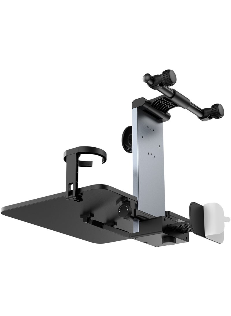 Foldable Car Backseat Tray Table with Multifunctional Laptop Desk, Food Tray, Phone & Drink Holder, 360° Rotatable Magnetic Phone Holder - Ideal for Dining, Work, Entertainment, Travel - Durable Headrest Bracket Design for Writing, Kids' Activities, and More - Convenient Car Accessory for Any Vehicle