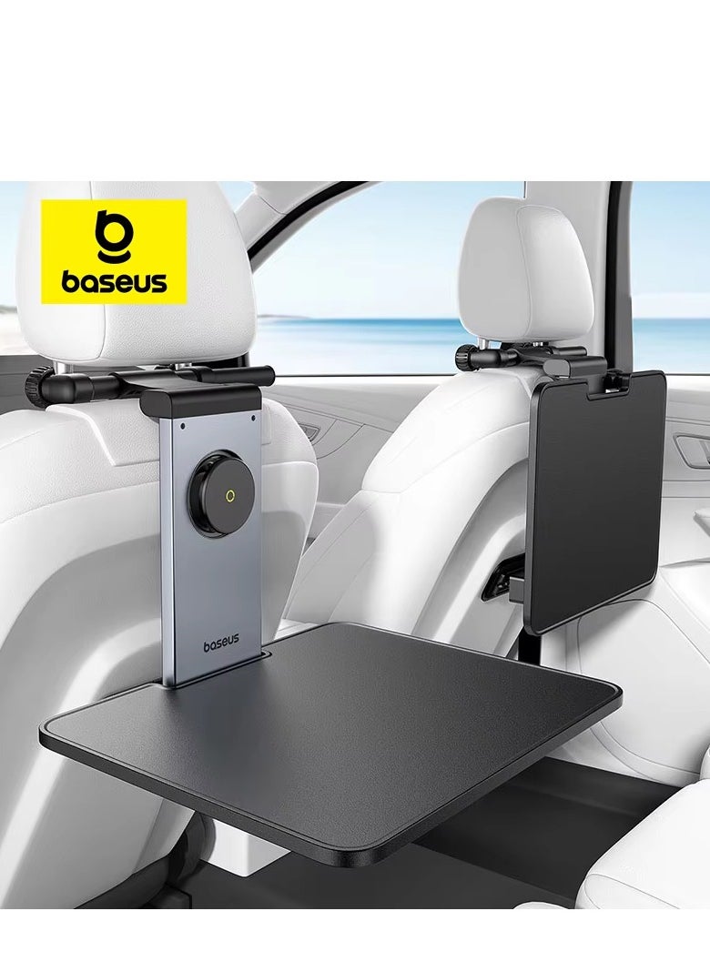 Baseus Foldable Car Backseat Tray Table with Multifunctional Laptop Desk, Food Tray, Phone & Drink Holder, 360° Rotatable Magnetic Phone Holder - Ideal for Dining, Work, Entertainment, Travel - Durable Headrest Bracket Design for Writing, Kids' Activities, and More - Convenient Car Accessory for Any Vehicle  - Image 1