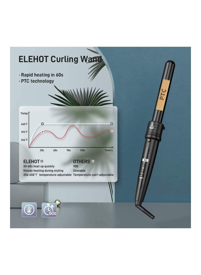 Rock Pow 6 in 1 Curling Iron Curing Wand Set with Protective Glove Black - Image 3