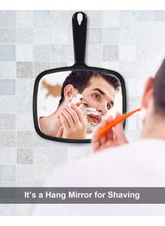 yongsheng Large  Hand Mirror, Salon Barber Hairdressing Handheld Mirror with Handle (Square Black  10.3"x7.4")  - Image 5