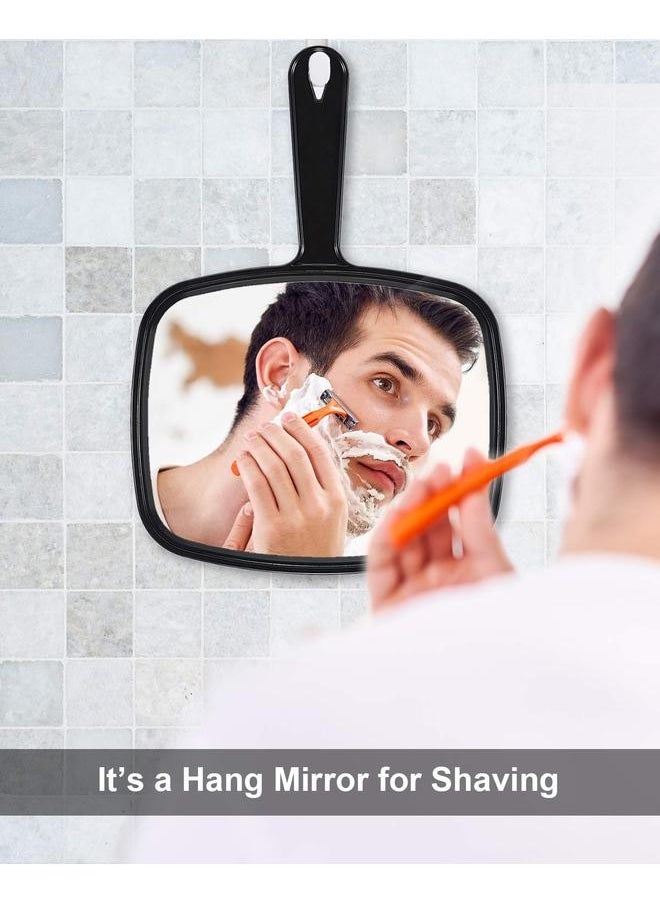 yongsheng Large  Hand Mirror, Salon Barber Hairdressing Handheld Mirror with Handle (Square Black  10.3"x7.4")  - Image 5