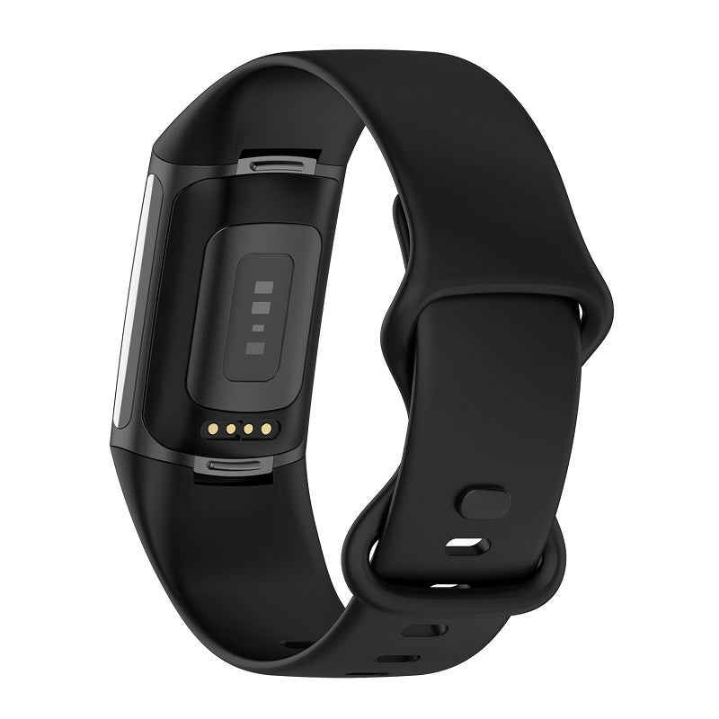 erorex For Fitbit Charge 6 Solid Color Butterfly Buckle Silicone Watch Band, Size:S Size(Black) - Image 2