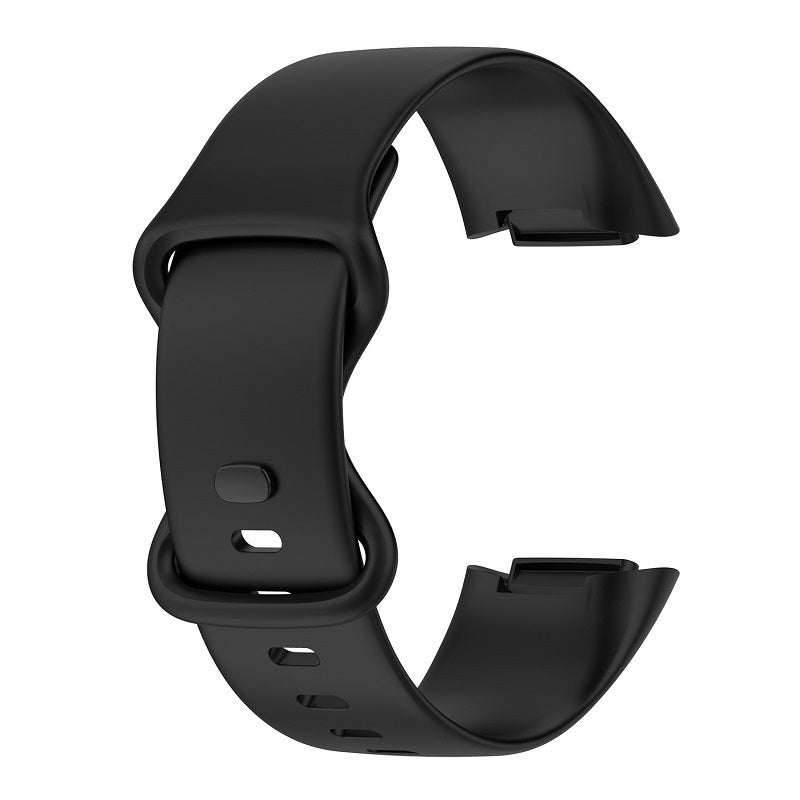 erorex For Fitbit Charge 6 Solid Color Butterfly Buckle Silicone Watch Band, Size:S Size(Black) - Image 3