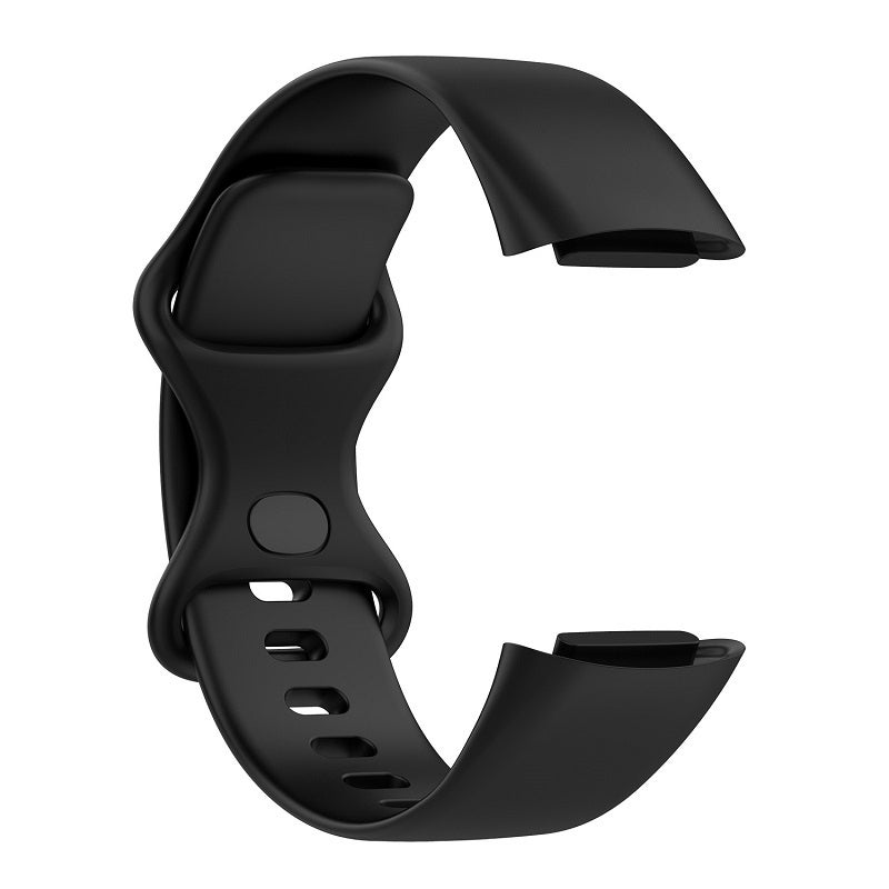 erorex For Fitbit Charge 6 Solid Color Butterfly Buckle Silicone Watch Band, Size:S Size(Black) - Image 4