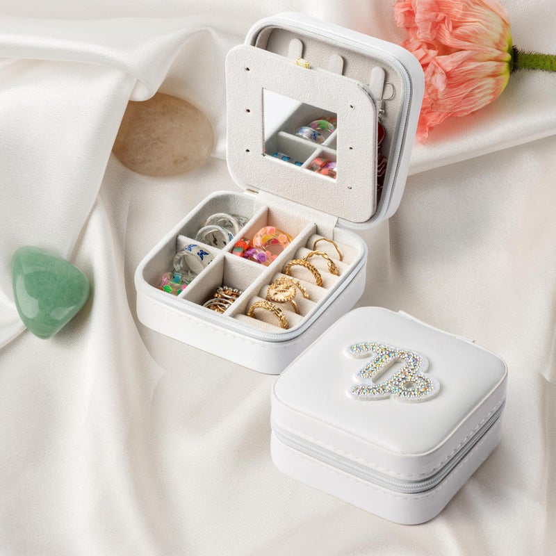 K1tpde Zodiac Travel Jewelry Case for Women, Small Organizer Box for Ring Earring Pendant Necklace Bracelet, Birthday Gifts for Mom, Lover, Capricorn - Image 4