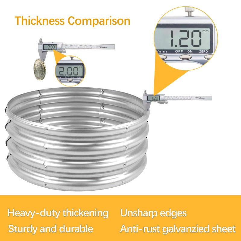 Mycovire Galvanized Garden Bed Kit for Vegetables/Herbs/Flowers, Raised Planter Box, Outdoor, 2x2x1 Feet - Image 3