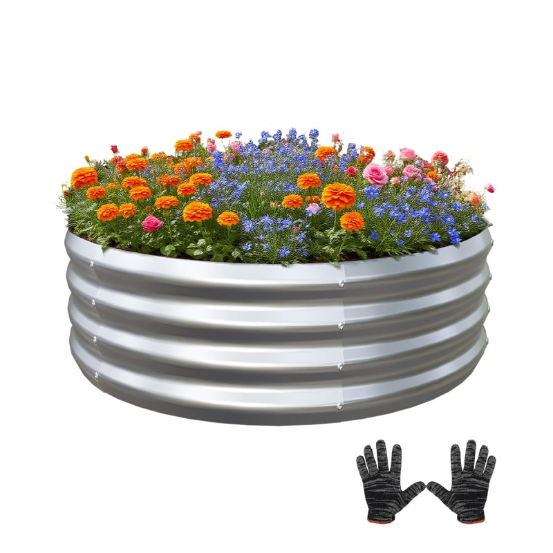 Mycovire Galvanized Garden Bed Kit for Vegetables/Herbs/Flowers, Raised Planter Box, Outdoor, 2x2x1 Feet - Image 1