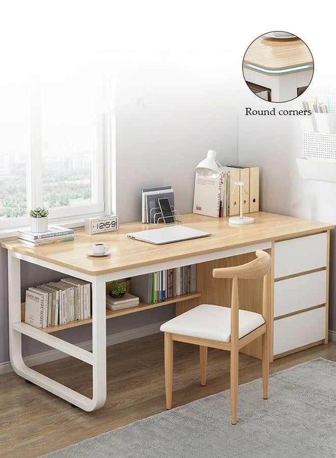 Spides Computer Desk with Drawers Multifunction PC Desktop Computer Table Office Computer Gaming Table Study Writing Desk Home Work Station Modern Executive Desk for Home Office - Image 1