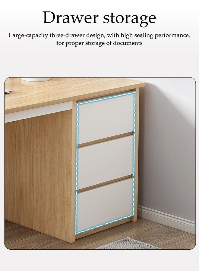 Spides Computer Desk with Drawers Multifunction PC Desktop Computer Table Office Computer Gaming Table Study Writing Desk Home Work Station Modern Executive Desk for Home Office - Image 3