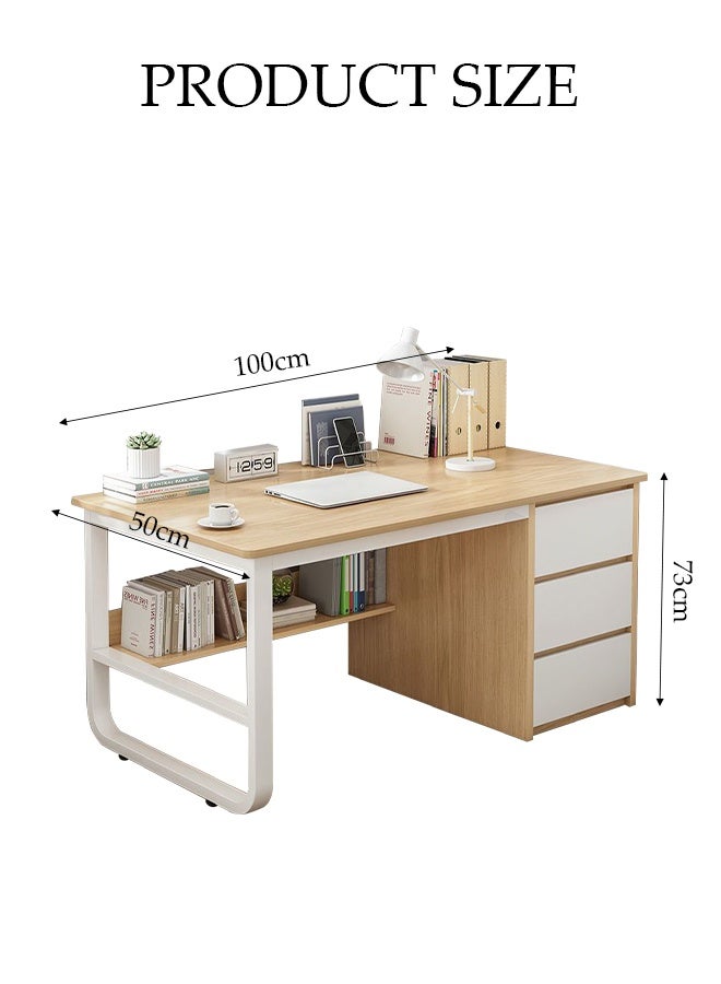 Spides Computer Desk with Drawers Multifunction PC Desktop Computer Table Office Computer Gaming Table Study Writing Desk Home Work Station Modern Executive Desk for Home Office - Image 4