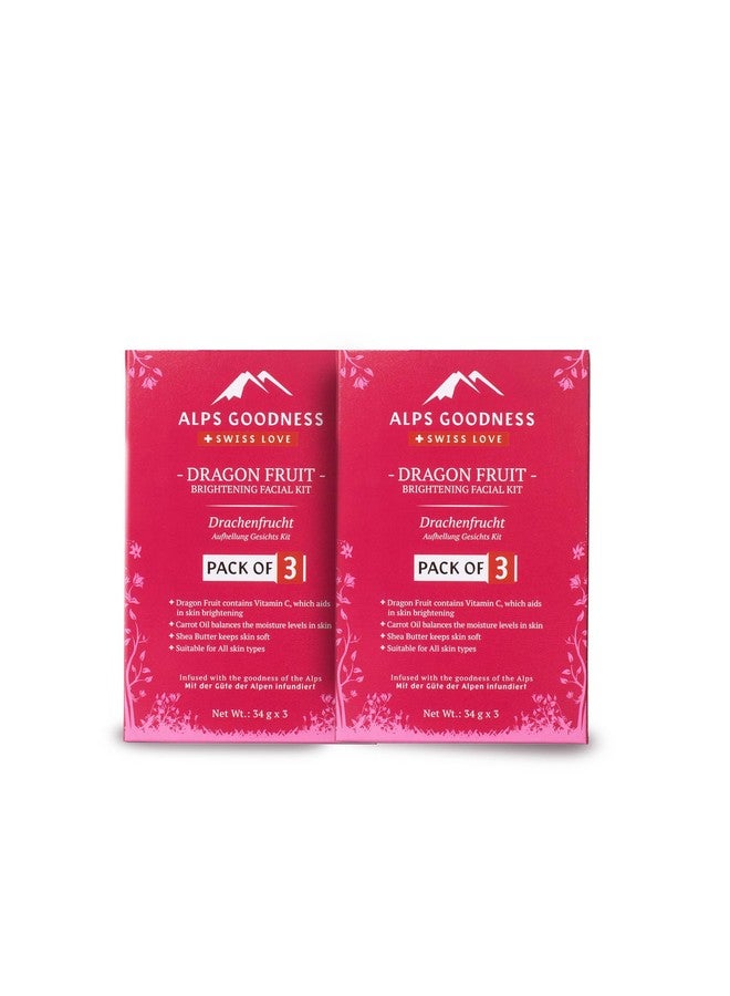ALPS GOODNESS Dragon Fruit Brightening Facial Kit (Pack Of 2) (34 Gm X 2) | Radiant Glow | Deep Hydration | Even Tone - Image 1