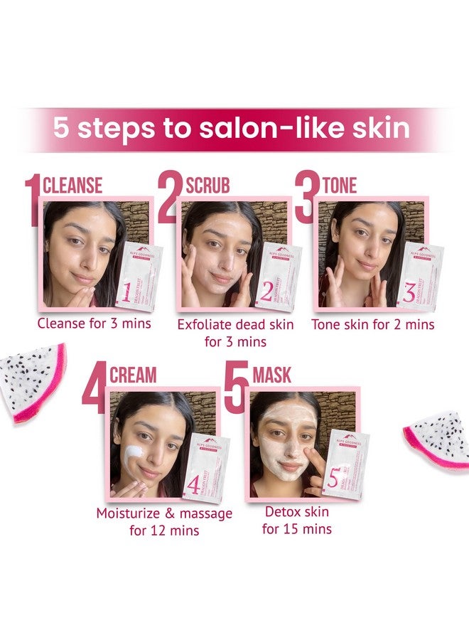 ALPS GOODNESS Dragon Fruit Brightening Facial Kit (Pack Of 2) (34 Gm X 2) | Radiant Glow | Deep Hydration | Even Tone - Image 3