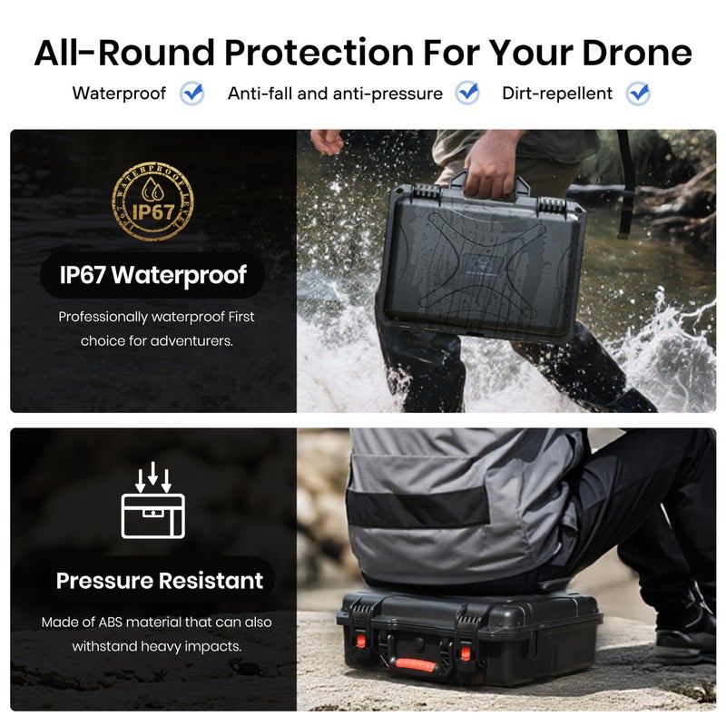 STARTRC All-in-One Waterproof Case for DJI Mini 5 Pro Fly More Combo - Organized Storage for Drone, 7 Batteries, 65W Charger, Filter Set, RC2/RC-N3 & More Accessories - Image 3