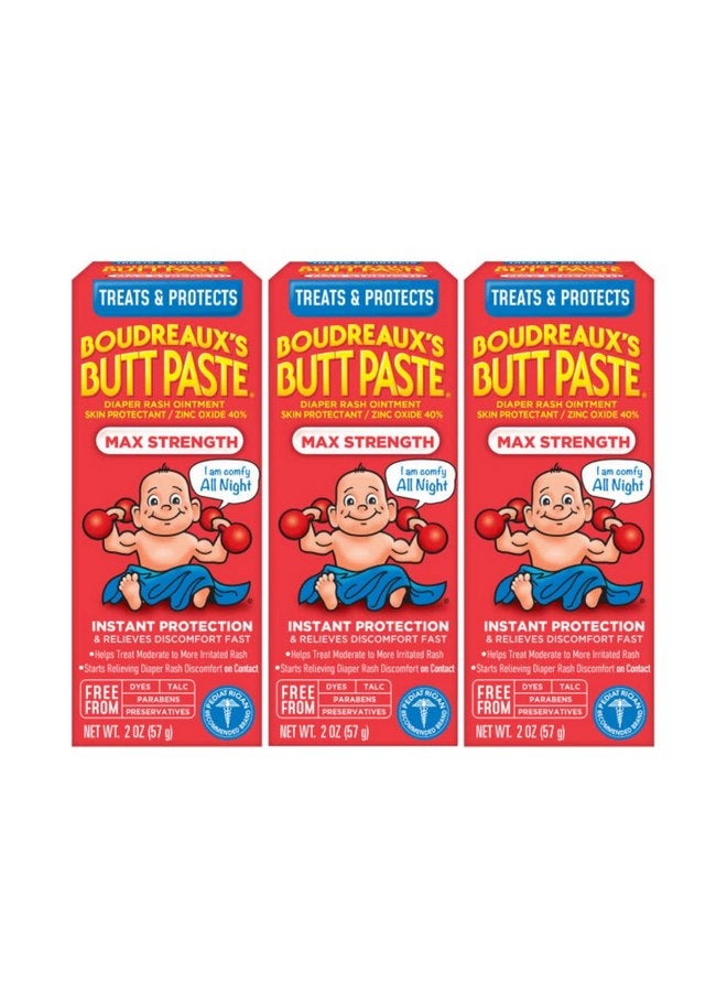 بودرو بات بيست كريم الحفاضات القوي للغاية من Boudreaux's Butt Paste، 2 أونصة (عبوة من 3 قطع) - Image 1