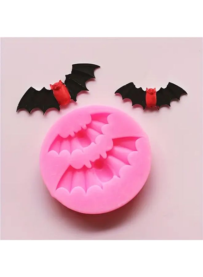 Two Bats Round Silicone Mold for Halloween Chocolate Candy Baking Food Grade - Image 1