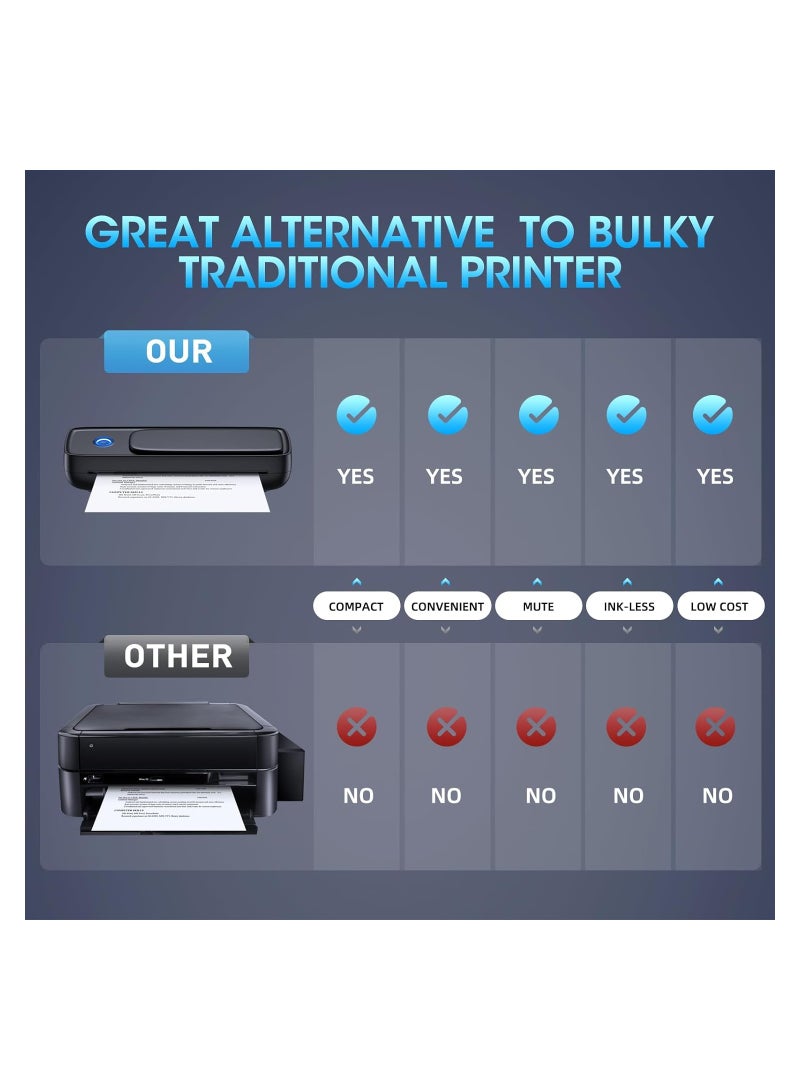 طابعات محمولة للسفر مع حامل للهاتف، حرارية، لاسلكية، بلوتوث، طابعة مصغرة بدون حبر، تدعم ورق حراري مقاس 8.5" × 11" للرسائل والقانونية A4 و A5، متوافقة مع أندرويد وiOS - Image 2