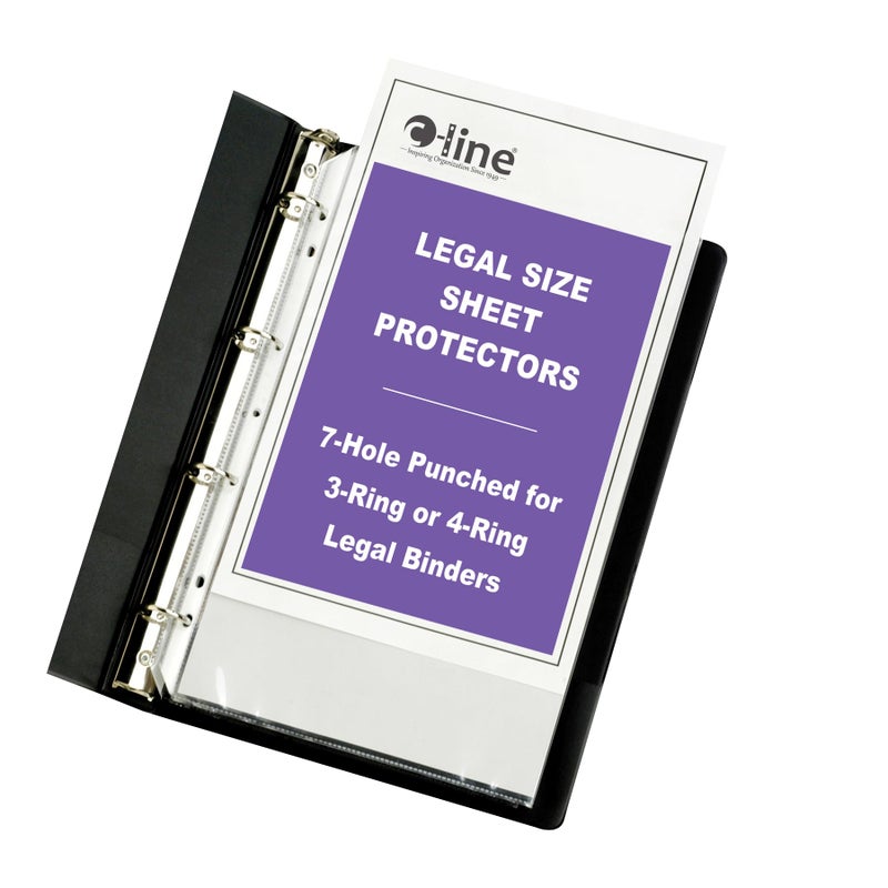 CLine Top Loading Heavyweight Poly Sheet Protectors Clear Legal Size 14 x 85 Inches 50 per Box 62047