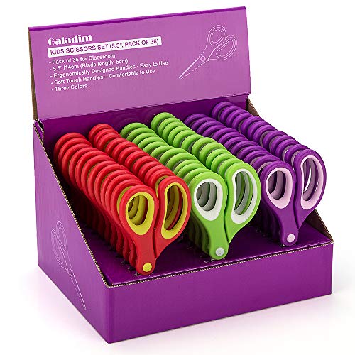 Galadim Kids Scissors (36 Count Teacher Pack, Rounded-tip, 5.5 Inch) - 5.5’’ Soft Touch Blunt School Student Scissors Shears GD-016-R-N (Pack of 36) - Image 1