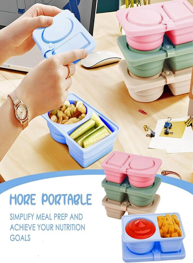 Thea Reusable Silicone Snack Container with Double Compartments, BPA-Free Mini Food Storage Box with Lid, Lunch Box for Travel, Work & Gym (Multicolor) - Image 4