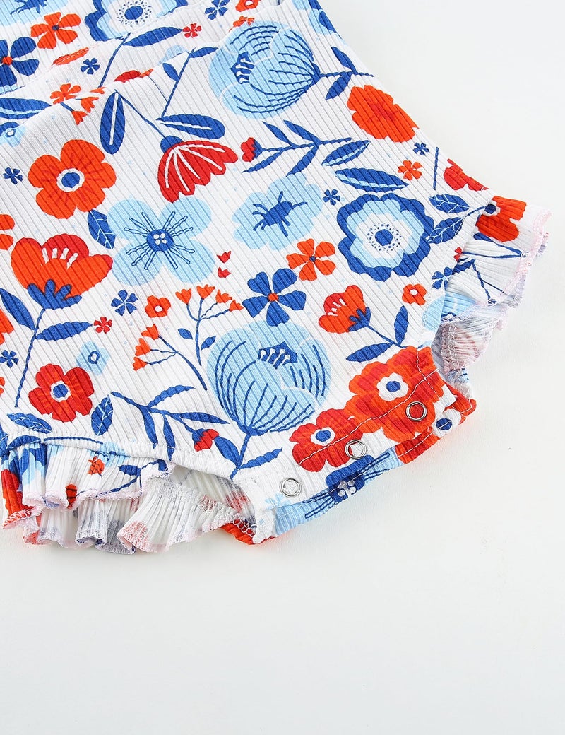 Fullfamous Infant Baby Girl Clothes 4th of July Girls Outfits Romper Spring Summer Clothing Onesie Bodysuit Jumpsuit ropa de bebe niÃ±a White red and blue 0-3 Months - Image 3