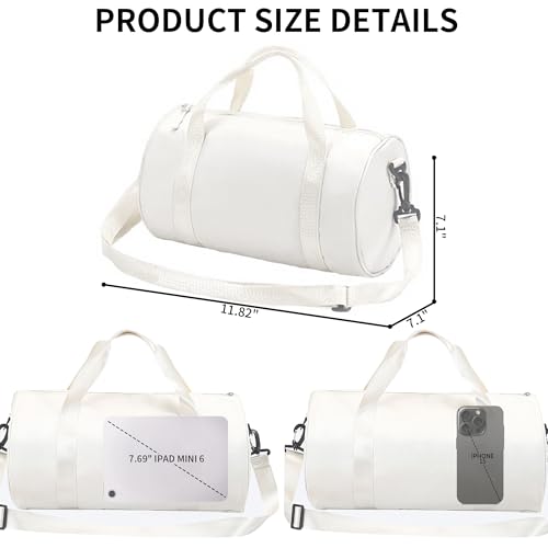 W WINTMING Ballet Dance Bag Mini Gym Bag Lightweight Small Duffle Bag 10L Cute Crossbody Bag for Yoga Swimming Sport White - Image 3