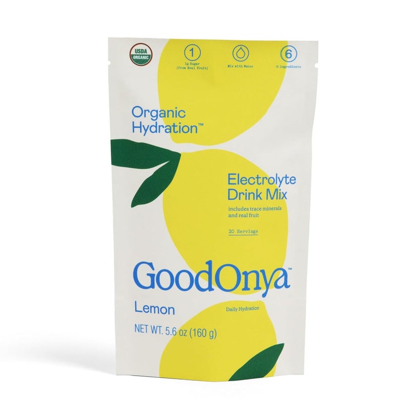 GoodOnYa مشروب إلكتروليت ترطيب عضوي معتمد مسحوق ترطيب عضوي خالي من الكائنات المعدلة وراثيًا خالي من الجليفوسات نكهة ليمونادة منخفضة السكر 20 حصة - Image 1