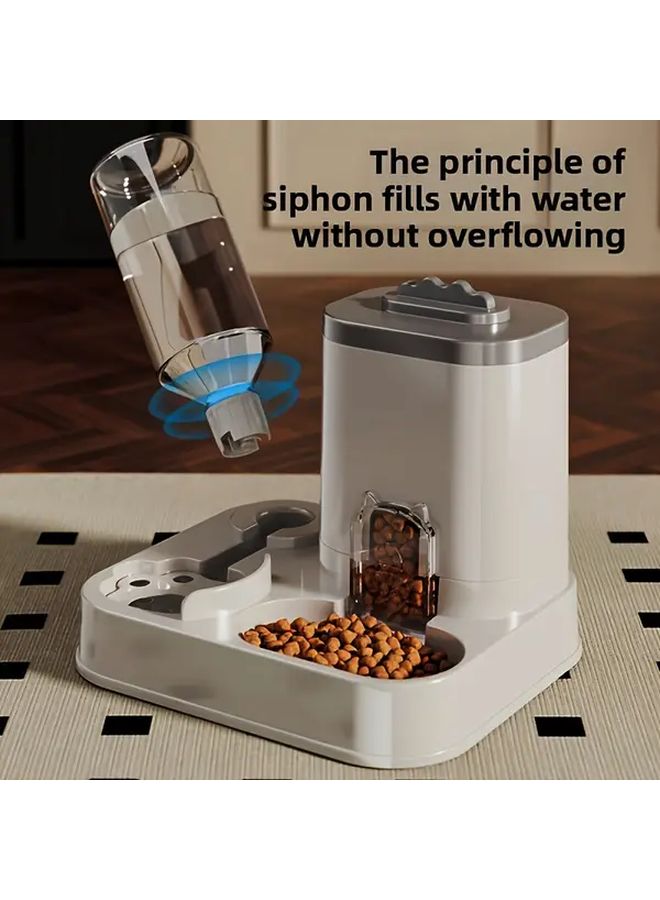 Grey Dual Bowl Automatic Cat And Dog Water Dispenser With Neck Protection Easy To Clean Moisture Resistant Pet Feeder For 24 Hour Use Perfect Holiday Gift - Image 3