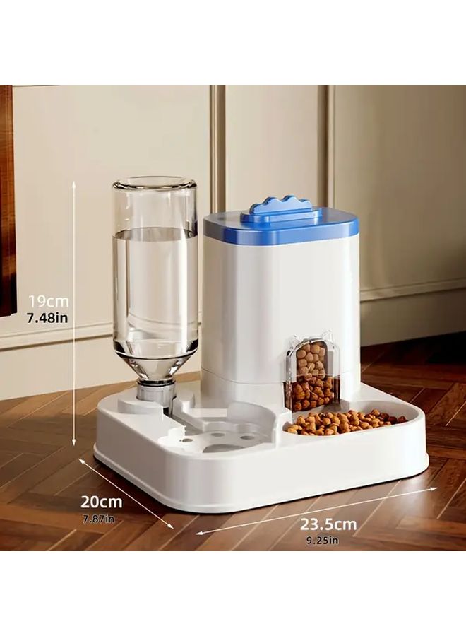 Grey Dual Bowl Automatic Cat And Dog Water Dispenser With Neck Protection Easy To Clean Moisture Resistant Pet Feeder For 24 Hour Use Perfect Holiday Gift - Image 1