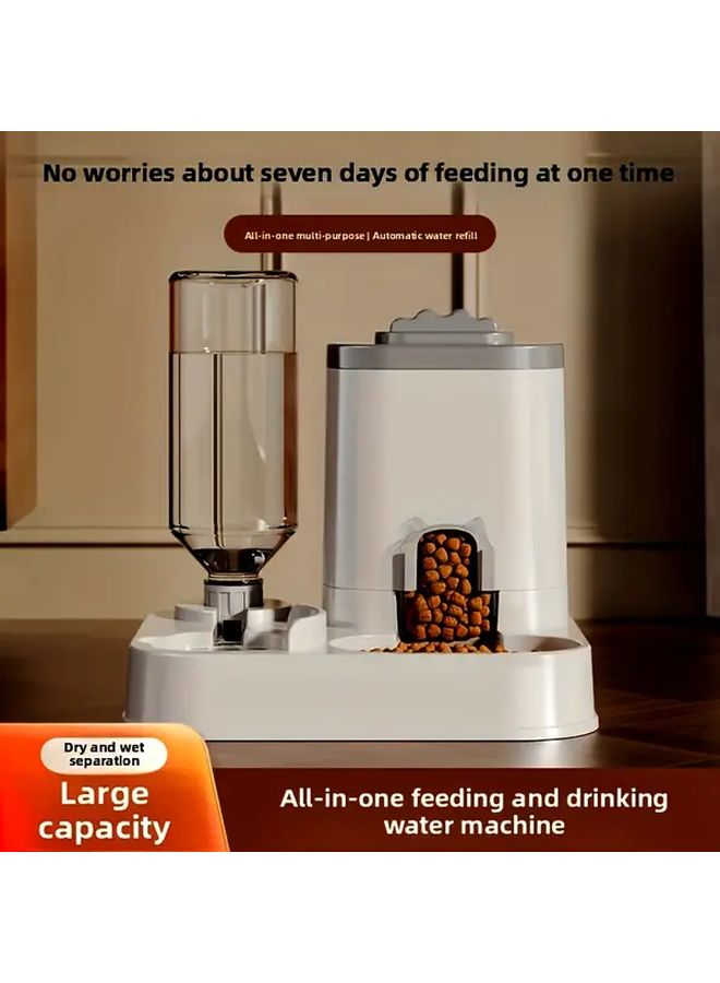 Grey Dual Bowl Automatic Cat And Dog Water Dispenser With Neck Protection Easy To Clean Moisture Resistant Pet Feeder For 24 Hour Use Perfect Holiday Gift - Image 4