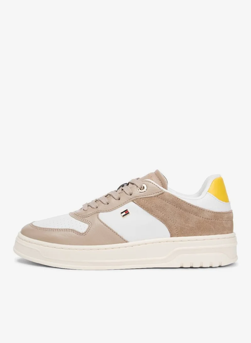 Tommy Hilfiger  Leather Mixed Texture Cupsole Trainers for Women | Best Price UAE