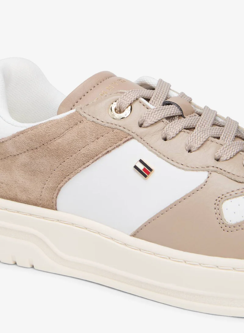Tommy Hilfiger  Leather Mixed Texture Cupsole Trainers for Women | Best Price UAE