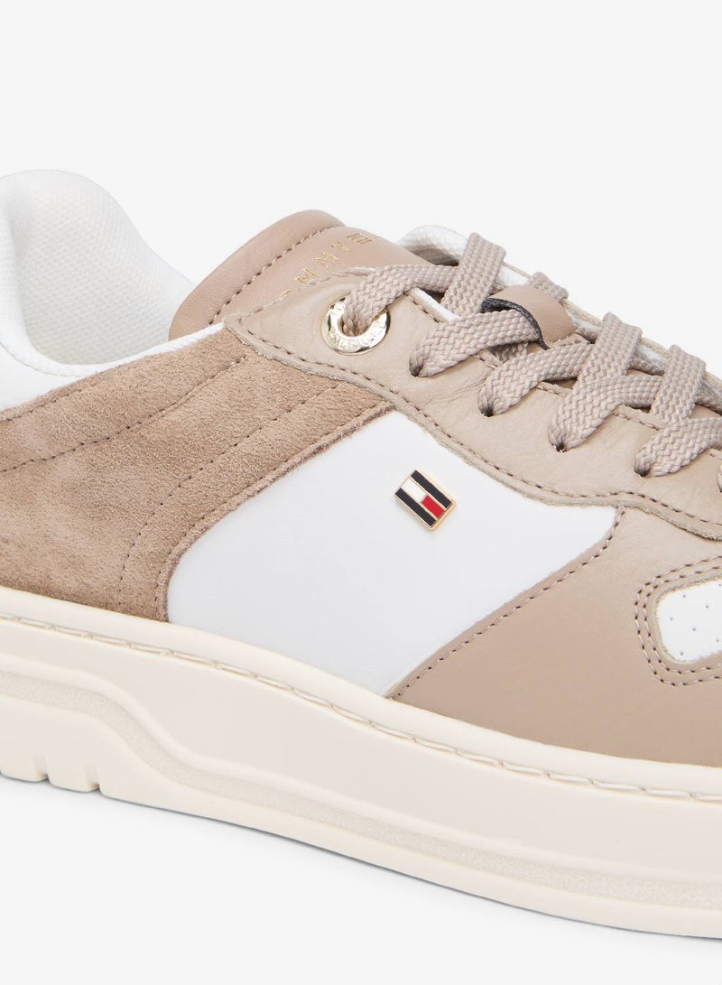 TOMMY HILFIGER Leather Mixed Texture Cupsole Trainers - Image 5