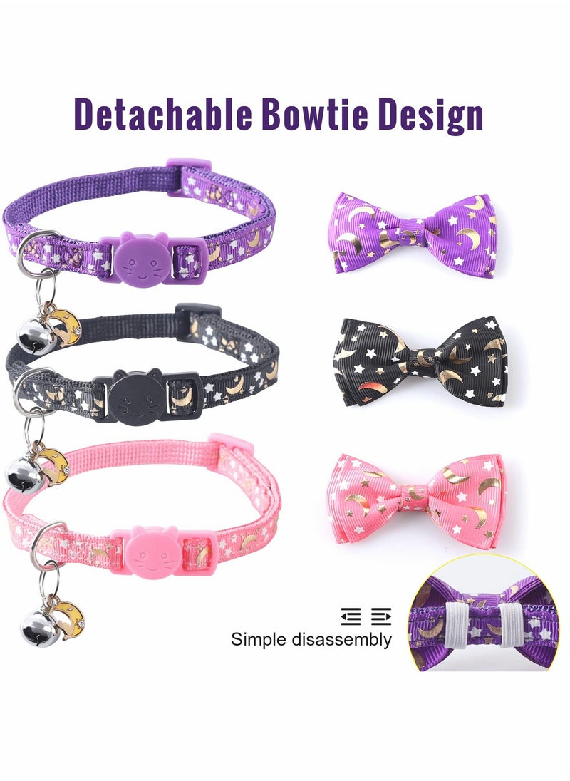 Generic - Cat Collar, Collars with Bell and Detachable Bow Tie, Quick Release Safety for Kitten Cats, Adjustable 20-30cm Suitable All Domestic Cats - Image 1