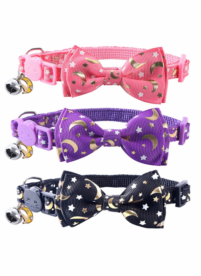 Generic - Cat Collar, Collars with Bell and Detachable Bow Tie, Quick Release Safety for Kitten Cats, Adjustable 20-30cm Suitable All Domestic Cats - Image 1