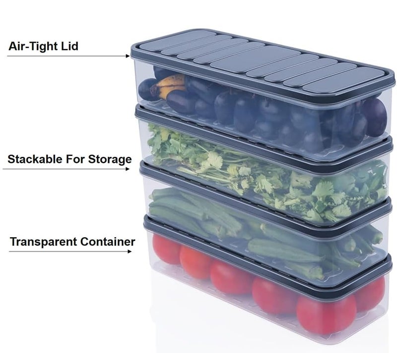 LEMBOSE Fridge Storage Boxes Fridge Organizer with Removable Lid Stackable Fridge Storage Freezer Storage Containers for Fish, Meat, Vegetables, Fruits (1200ML, Pack of 6) - Image 5