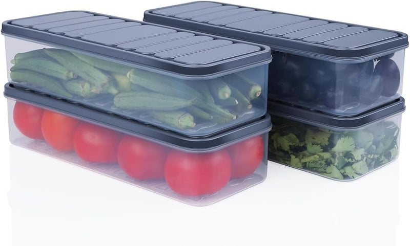 LEMBOSE Fridge Storage Boxes Fridge Organizer with Removable Lid Stackable Fridge Storage Freezer Storage Containers for Fish, Meat, Vegetables, Fruits (1200ML, Pack of 6) - Image 4