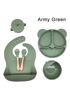 Generic 6-piece army green silicone food set  - Image 1