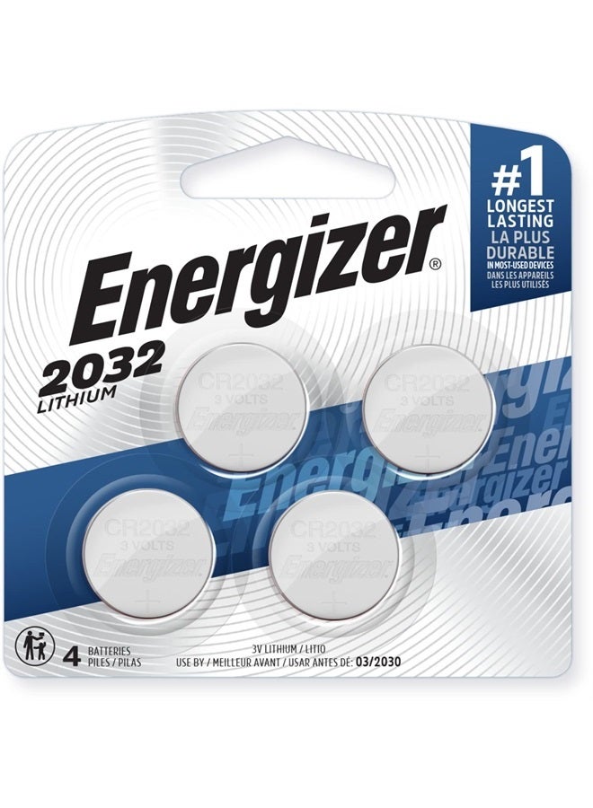 Energizer CR2032 Batteries, 3V Lithium Coin Cell 2032 Watch Battery, 4 Count  - Image 1