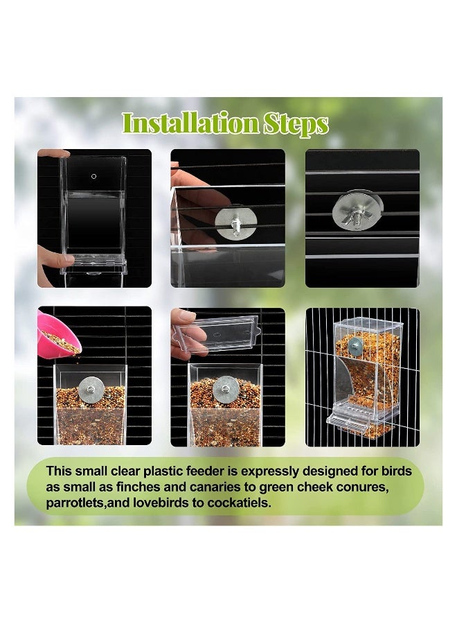 Parrot Automatic Feeder, No Mess Bird Feeder for Cage Parakeet Seed Food Container Acrylic Lovebirds Cage Accessories for Small Conures Budgies Canary Finches - Image 2