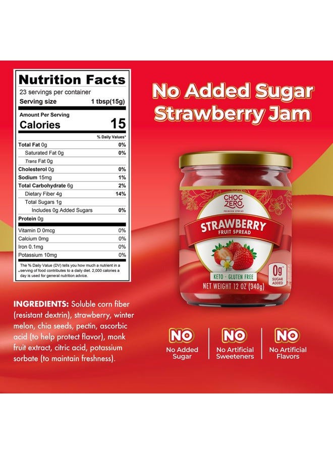 CHOCZERO Keto Strawberry Jam, No Sugar Added - Monk Fruit Sweetened, Gluten Free Spread , 12 oz - Image 2