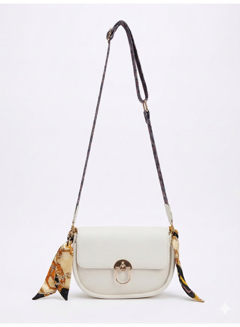 لايف ستيلاش  حقيبة كروس جلد بمشبك مغناطيسي - ابيض ZC-1 - Image 1