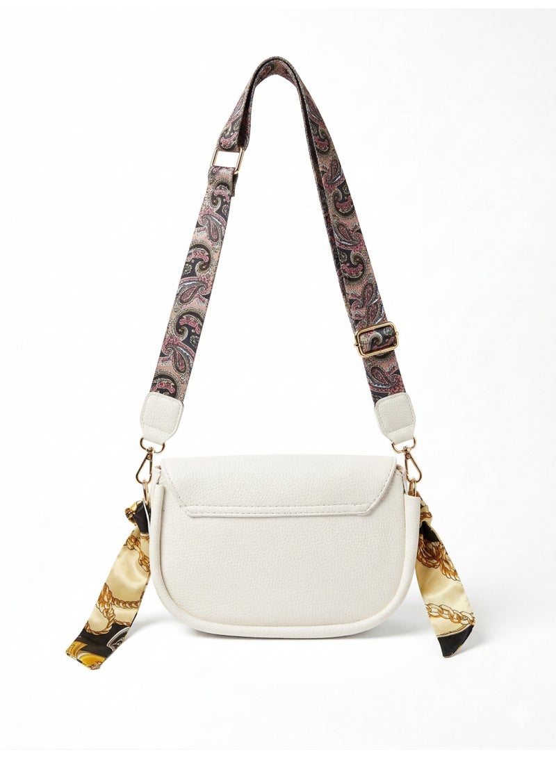 لايف ستيلاش  حقيبة كروس جلد بمشبك مغناطيسي - ابيض ZC-1 - Image 2