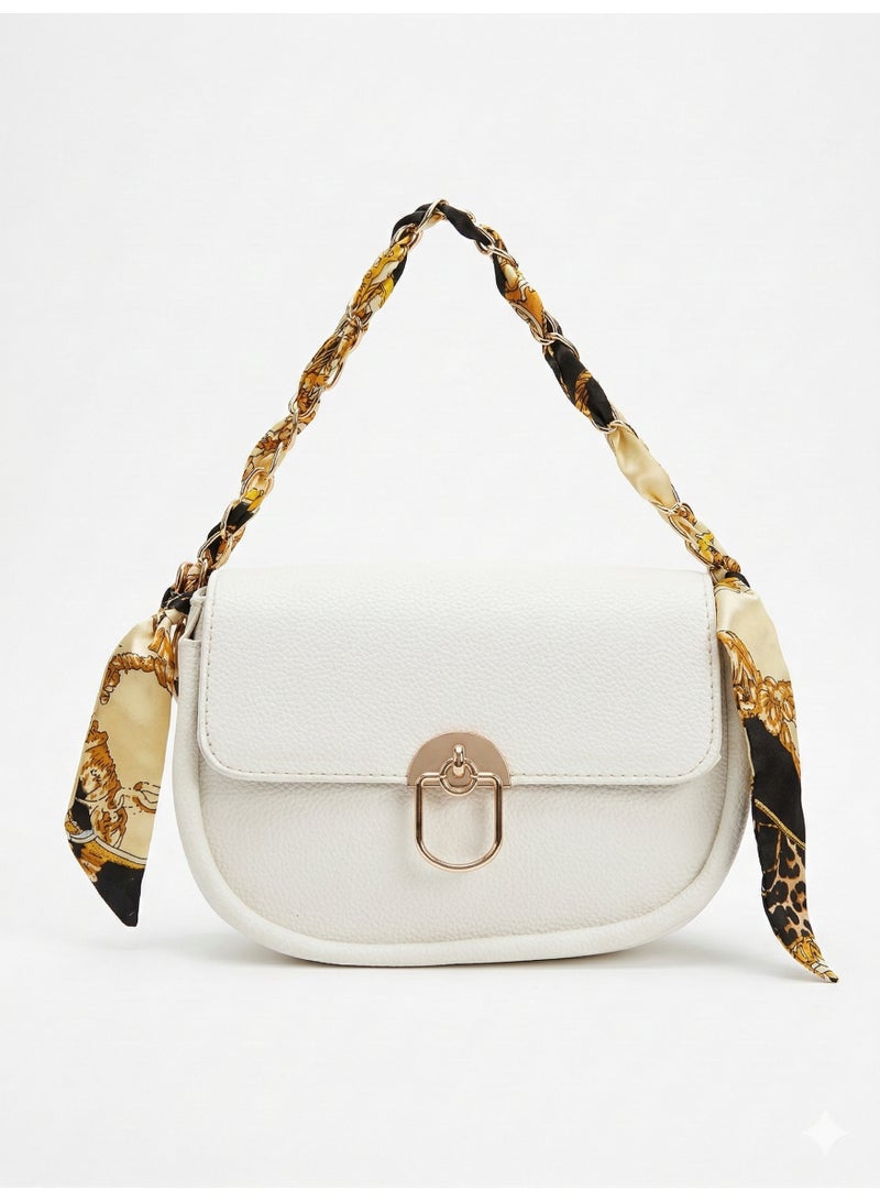 لايف ستيلاش  حقيبة كروس جلد بمشبك مغناطيسي - ابيض ZC-1 - Image 3